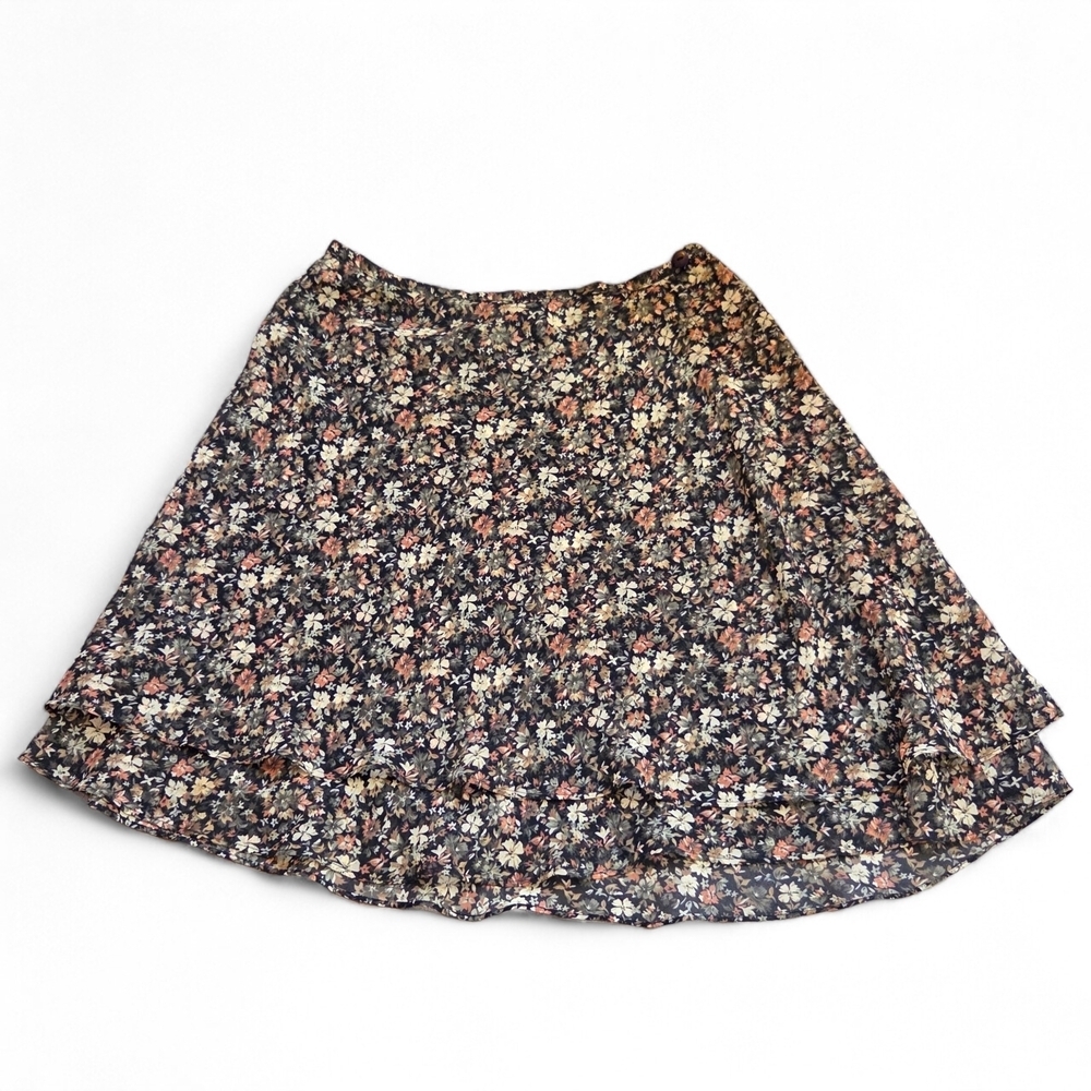 Vtg Compagnie International Express Floral Tiered Ruffle Skater Skirt 90s Y2K